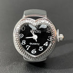 Adjustable Vintage Rings Jewelry Clock Heart Shape Punk Roman Quartz Watch