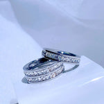 Luxury Rose Gold Color Double Row Square Zircon Stainless Steel Ring