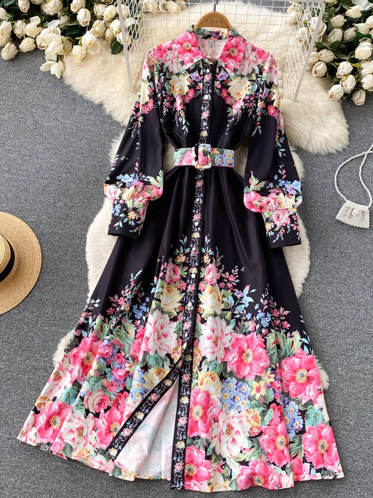 lantern runway floral dress Women's Summer Runway Embroidered Maxi Dress V Neck Lantern Sleeves Mesh Retro Party Dress Black at Amazon Women's Clothing store