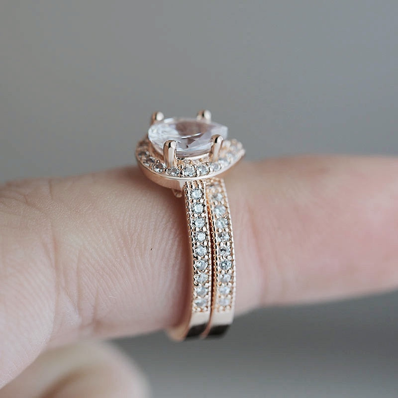 Rose Gold Classic Solitaire Ring Set