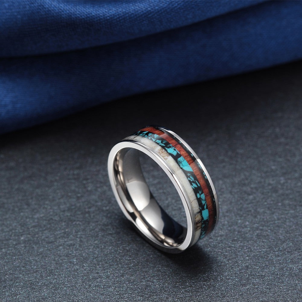 Men's Natural Wood Inlay Ring