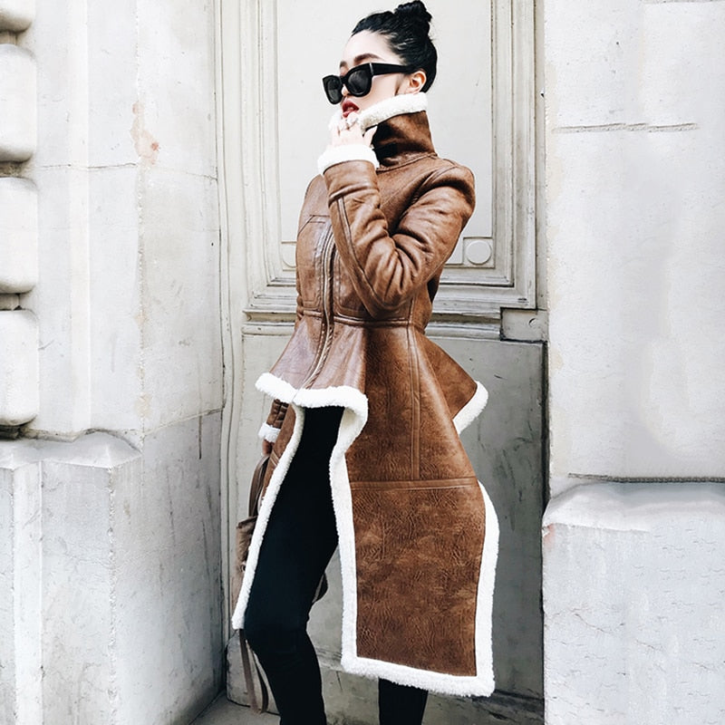 The Leather Lady Turtleneck Coat