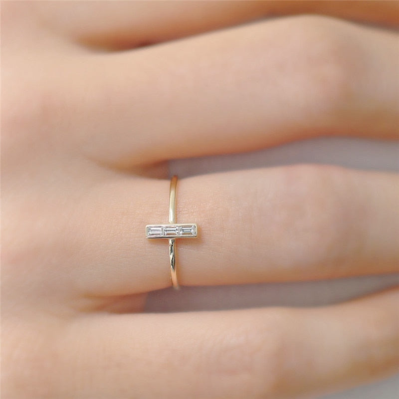 Simple Cross Crystal Ring